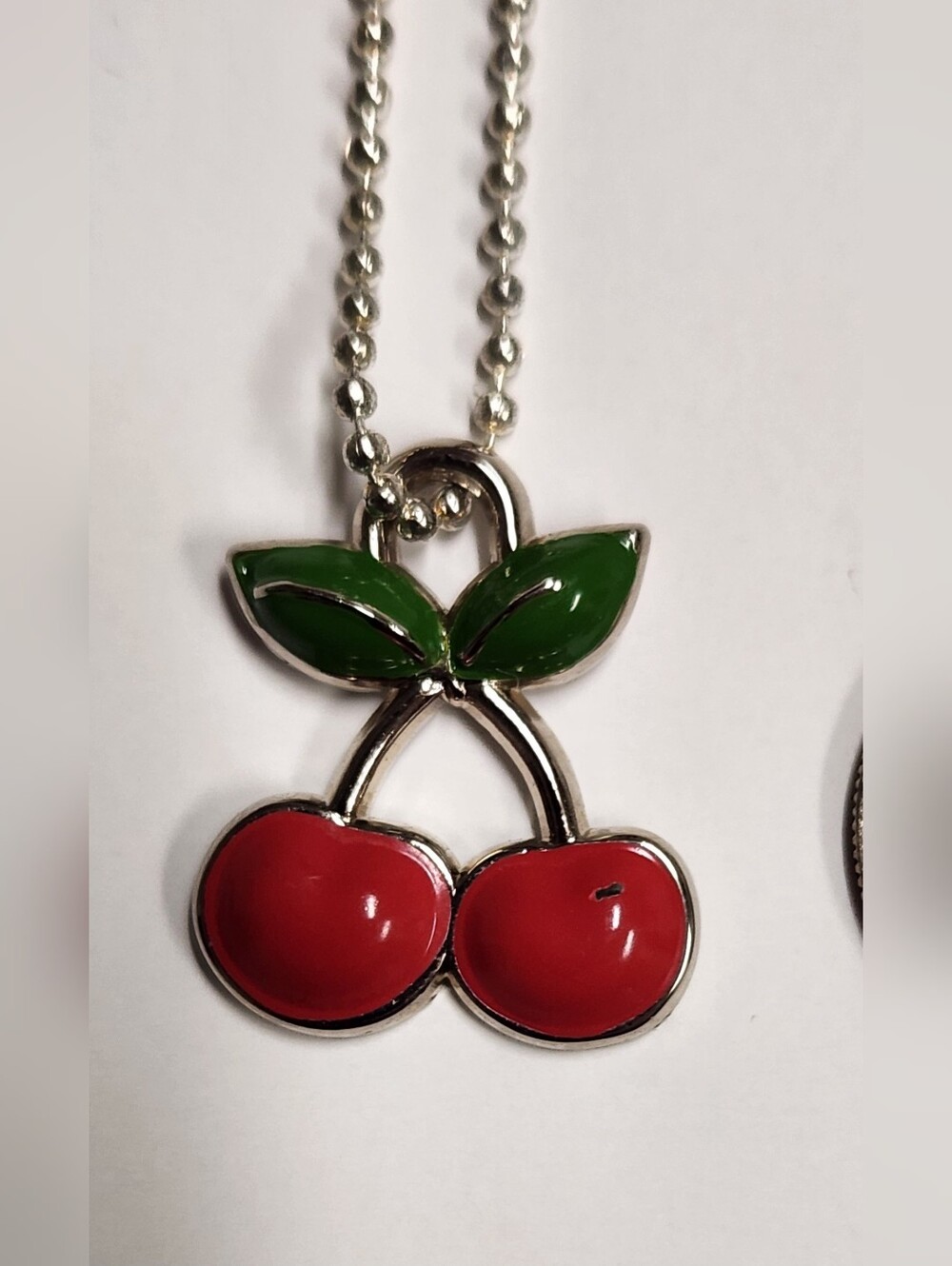 Coach Cherry Pendant Necklace - Red & Green Enamel